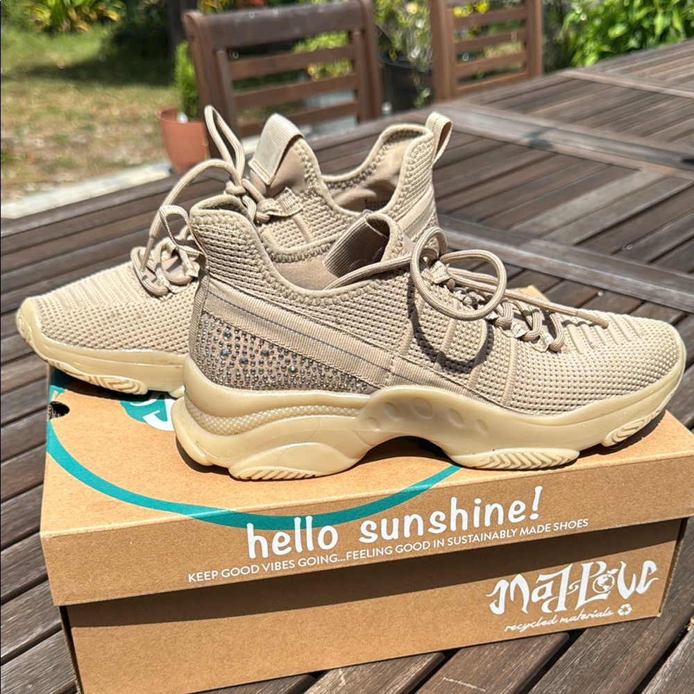 Mad Love Mandy Tan Rhinestone Sneakers